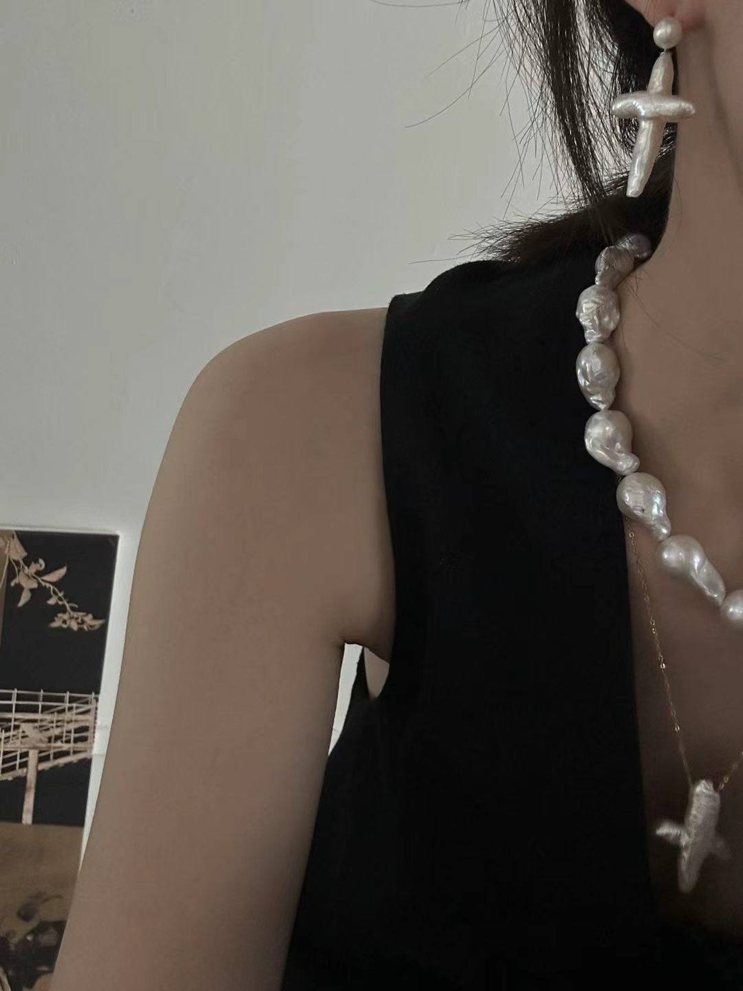 Meadow Pearl Cross Earrings